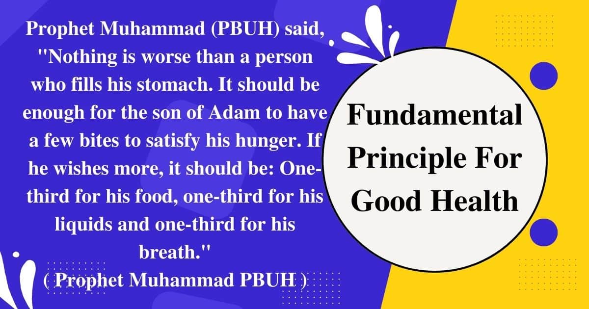 Fundamental Principle For Good Health By Prophet Muhammad ( PBUH )